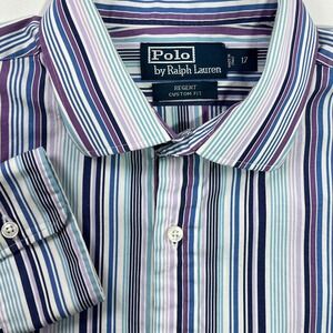 Polo Ralph Lauren Regent Custom Fit Italy Spread Collar 17 Vintage Stripe Easter